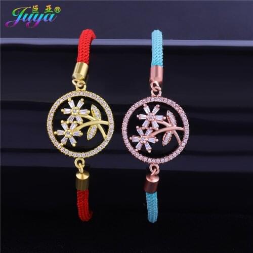 Hand Made Cubic Zirconia Jewelry Bracelet Gold//Rose Gold Plant Flower Charm Bracelets For Women Men Couple Jewelry