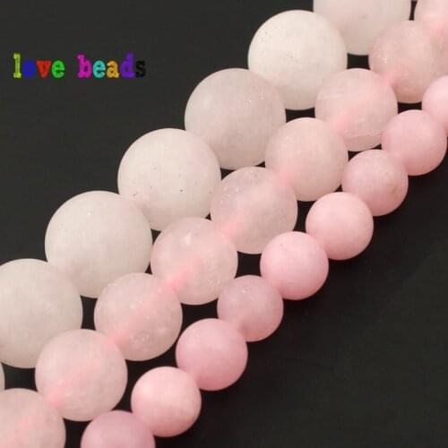 Natural Matte Dull Polish Rose Quartzs Beads 6/8/10mm Pink Jades Stone Beads For Jewelry Making DIY Bracelet Accessories 15