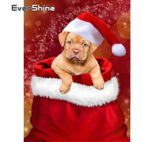 EverShine Diamond Embroidery Dog Diamond Painting Full Square Christmas Cross Stitch Handmad Animals Home Decor New Arrivals