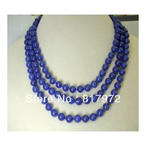 Glamour Simple style 8mm blue Bead Necklace Woman Party Gift Length 120cm