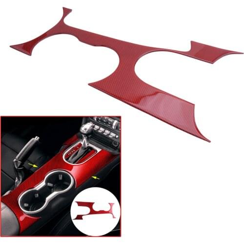 Car Interior Gear Shift Box Panel Cover Trim Decor Moulding Bezel Red Carbon Fiber Fit for Ford Mustang 2015 2016 2017 2018 2019
