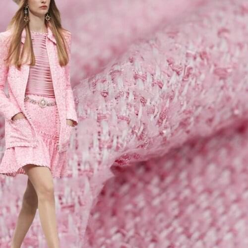 Red Raspberry Italy Pink Streamer Tweed Fabric Garment Material Women Jacket Dress Coat Sewing Cloth Tailor Textile Freeshipping