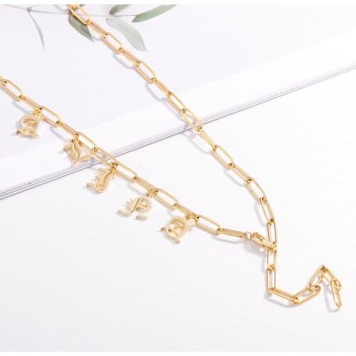 Stainless Steel Custom Name Pendants Personalized Initial Old English Letters Necklaces For Women Jewelry Punk Style Цепь на шею