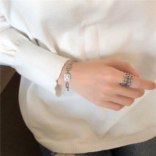 Cute Little Boy Bracelet Bracelets Simple Bangles Ladies Round Jewellery Party Couple Trendy Silver Color Alloy Hip Hop