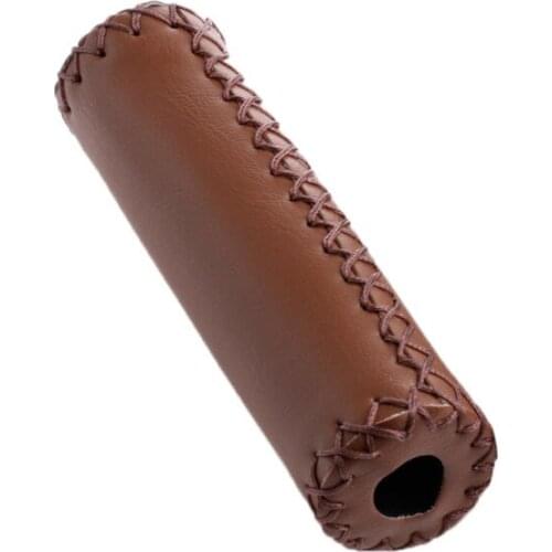 MTB BMX Road Mountain Bike Bicycle Cycling Stitched Leather Handlebar End Grips