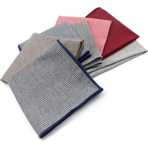 Mens Fashion Plaid Striped Hankerchief Scarves Vintage Cotton Hankies Casual Thick Cotton Tuxedo Pocket Square