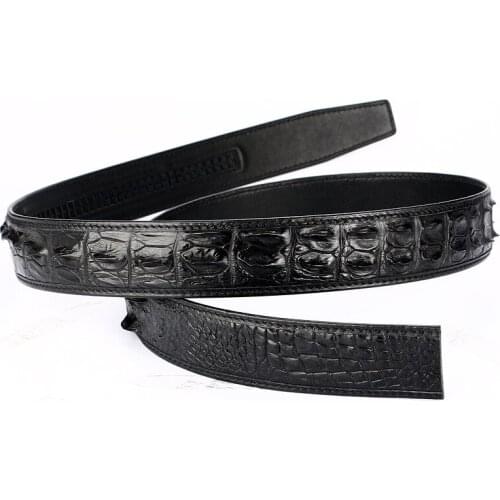 Authentic Exotic Crocodile Skin Mens Waist Strap Belts For Automatic Buckle Genuine Real True Alligator Leather Male Belts