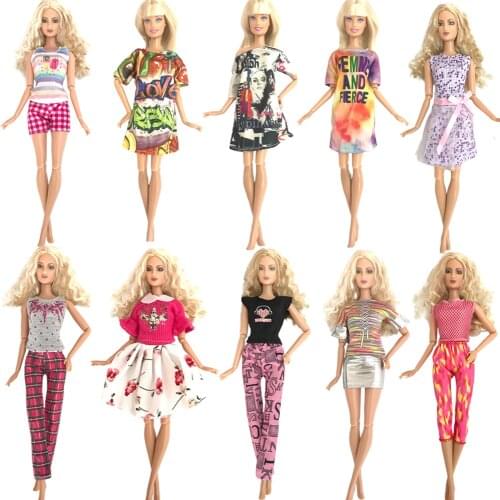 NK Hot sale 1xDoll Dress Girls' Outfit Handmade Party Clothes Top Fashion Skirt For Barbie Doll Baby Toys Girls' Gift G1 JJ