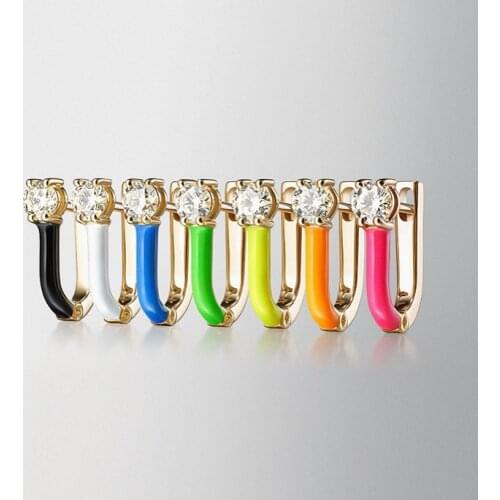 2020 summer new Neon colorful enamel hoop yellow white orange pink Mini small Huggie hoop fluorescent earring