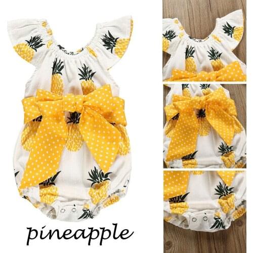 Summer New Cute Sweet Newborn Infant Baby Girls Pineapple Sleeveless Bodysuits Summer Holiday Party Baby Girls Princess Clothes