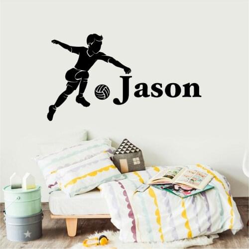 Football Player Personalised Boy Name Wall Sticker Vinyl Boys Bedroom Decor Wall Decal Removable Art Home Decor Poster Z157