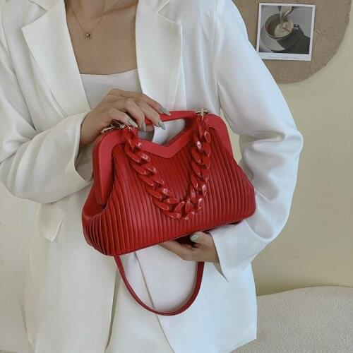 Crossbody Bags for Women Luxury Designer Female Bag Chain Striped Popularity Leather Vintage Womens Shoulder Strap Handbag