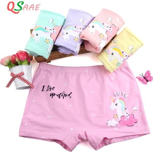 2021 Hot sale 5pcs/lot girls underwear kids baby panties childrens unicorn underpants for 4-12 ages