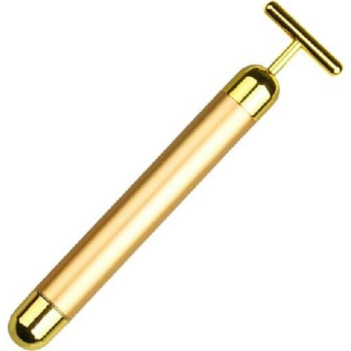 Prevent Wrinkles Lymphatic Drainage Remove Dark Circles and Bags under the Eyes Skin 24k Gold Face Beautifier Vibration Stick