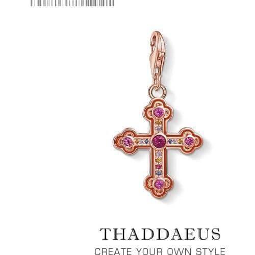 Victorian Iconic Cross Charm 2019 Europe Style Club Good Jewelry Vintage Rose Gold Gift In 925 Sterling Silver Fit Bracelet