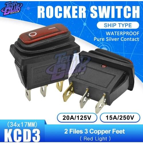 Waterproof KCD3 Rocker Switch ON-OFF 2 3 Position 2 3 pin 3Pin 2Pin Electrical Equipment Light Power Switch 20A/125V 15A/250V AC