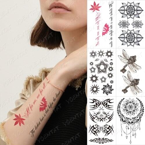 Waterproof Temporary Tattoo Sticker Female Henna Butterfly Flower Letter Flash Tatoo Man Body Art Children Kids Arm Fake Tatto