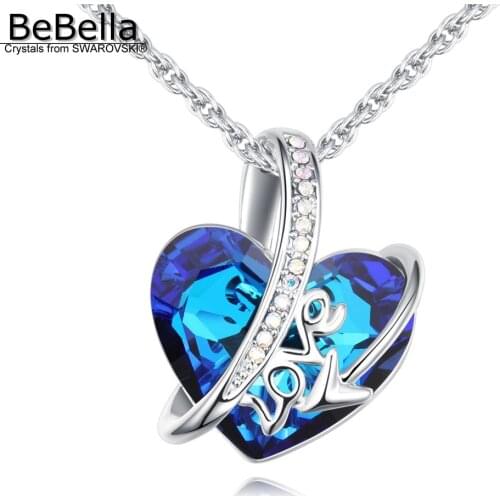 BeBella heart shape crystal drop pendant necklace with Crystals from Swarovski trendy fashion for women girl Wedding gift