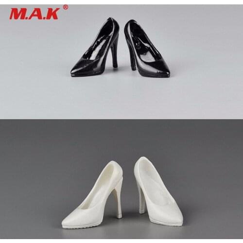 1/6 Scale Female Action Figure Shoes Model White/Black Color High Heeled Shoes for 12" Woman Figure Accessory