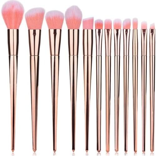2020 New 12Pcs Rose Gold Makeup Brushes Set Powder Foundation Eye Shadow Blush Eyebrow Cosmetics Beauty Make Up Brush Tool Kits