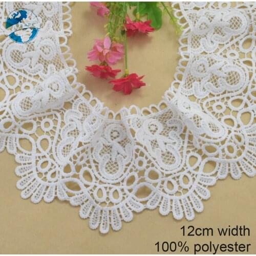 12cm white polyester embroidery lace french lace ribbon fabric guipure diy trims warp knitting sewing Accessories#3831
