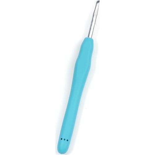 2PCs 5mm Dark Blue TPR Aluminum Crochet Hook Set Knitting Needles Soft Handle For Yarn Sewing Knitting Needles DIY Tools 13.9cm