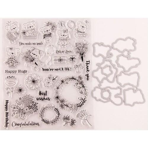 2021 New Bear Blessing 2021 New Seal Stamp with Cutting Dies Stencil DIY Scrapbooking Embossing Photo