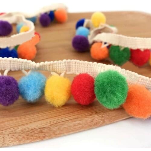 5Yard/Lot Colors Hair Ball DIY Decorative Lace Trim Ribbon Fringe Clothes Skirt Curtain Pompon Lace Tassel Sew Accessories