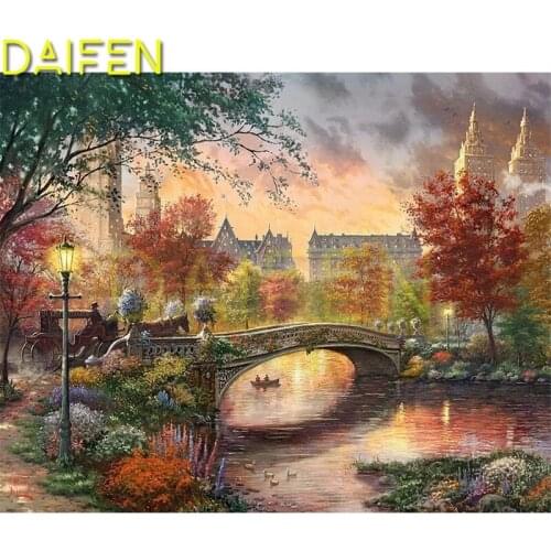 5DIY Diamond embroidery swan Full Round Diamond mosaic Carriage lake Full Square Diamond painting Cross stitch Maple Leaf Bridge