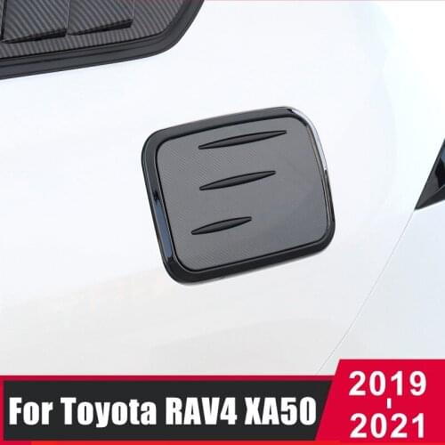 ABS Chrome Carbon Fiber Exterior Car Oil Fuel Tank Cover Trim Sticker For Toyota RAV4 2019 2020 2021 RAV 4 XA50 Accessories