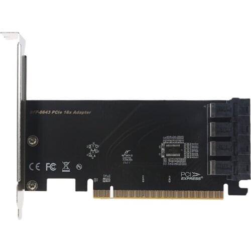 PCIe 16X to 4 Ports SFF-8643 Adapter Card SFF-8639 2.5 Inch PCIe NVMe SSD