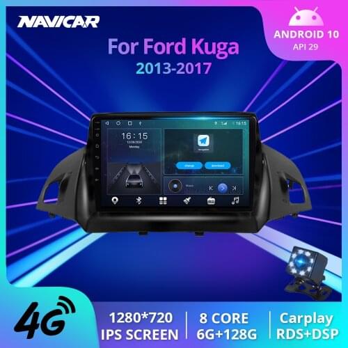 NAVICAR 2Din Android10 Car Radio For Ford Kuga 2013-2017 GPS Navigation Stereo Receiver Auto Radio DSP Car Multimedia Player IGO