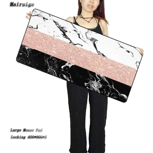 Mairuige White Pink Black Fashion Marble Large Mousepad Soft Rubber Desk Mice Mat Gaming Speed Pc Computer Mouse Pads 90X40CM