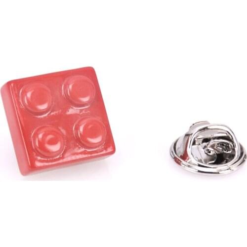 Fashion mens Brooch Red Building blocks design neckpin Wholesale Lapel Pin of high quality mens accessories free shipping XZ009