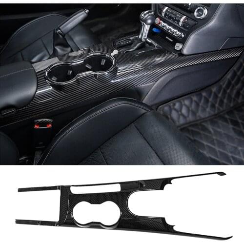 Real Carbon Fiber Central Control Gear Shift Panel Cover Decor Trim Fit for Ford Mustang 2015-2020 Interior Car Assessoires