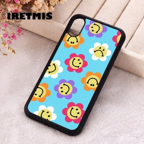 Iretmis 5 5S SE 2020 phone cover cases for iphone 6 6S 7 8 Plus X Xs Max XR 11 12 MINI Pro Soft Silicone TPU Happy Flowers Blue