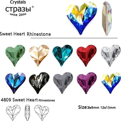 Mew nail art heart diamond jewelry pointed bottom shaped big diamond Sweet Heart Strass Diamond Nail Decoration Jewelry