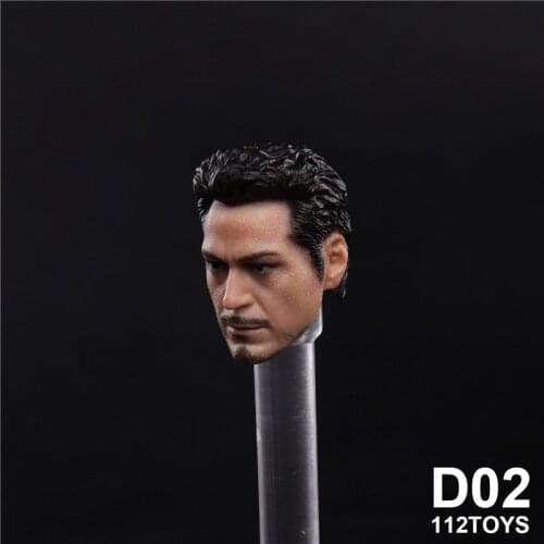 D02 In Stock 1/12 Scale Tony Stark Head Sculpt Carved Model Accessory for 6 inches Action Figure Body