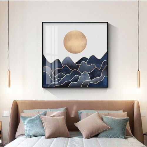 Living Room Porch Home Decoration Sunrise Mountain Peak New Chinese Bedroom Sofa Background Wall Printing and Painting