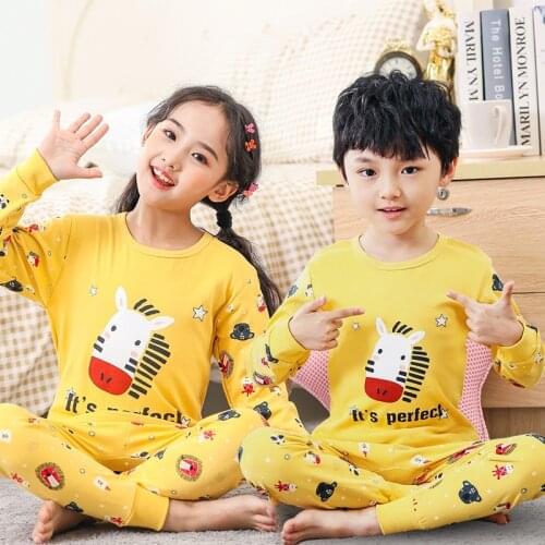 Children Kids Pyjamas Baby Clothes Boys Sleepwear Cotton Autumn Winter Pajamas Set Cartoon Outfits Nightwear Girls Teen Pajamas