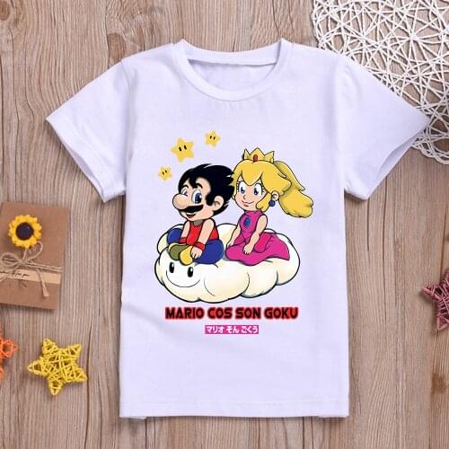 Super Mario Cartoon Print Boys T-shirt Mario Bros Game T Shirt Kids Tshirt Tops Funny Boys Cool Cute T Shirt Infant Baby Clothes