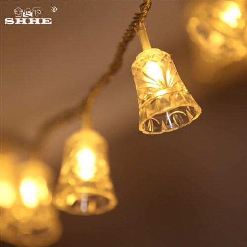 Battery Operated String Lights 5M 40 LED Bell Fairy Lights for Bedroom Garden Christmas Wedding Party Holiday Decoration