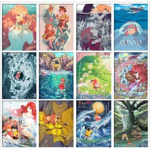 5d Diy Diamond Painting Anime Poster Ghibli Movie Ponyo On The Cliff Diamond Mosaic Embroidery Cross Stitch Kits Home Decor Gift