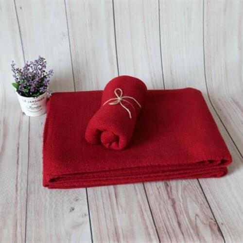 Red Baby Blanket Cover Fuzzy Baby Swaddle Cocoon Knit Stretch Wrap Burgundy Chunk Posing Fabric Backdrops Newborn Photo Props