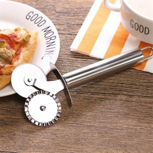 Round Pizza Stainless steel household Double Side Pastry Wheel Cutter Pizza Dough Pasta Pizza wheel knife Kitchen Tool