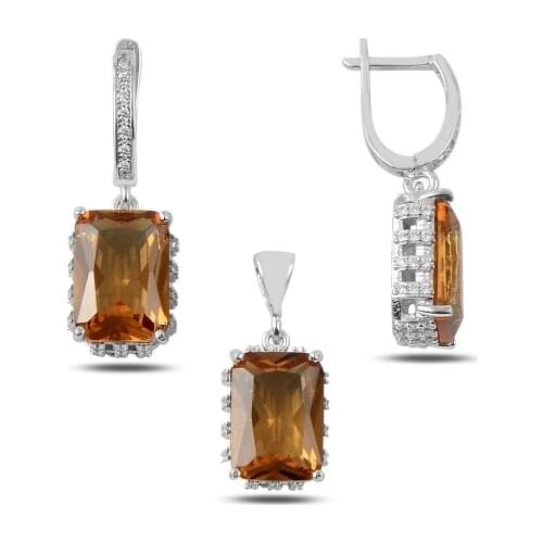 Kutaydan Zultanite Cubic Zirconia 925 Sterling Silver Set Made in Turkey