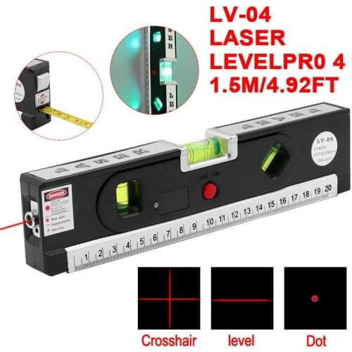 4 in 1 Laser Level Aligner Vertical Horizontal Lasers Accurate Marking Line Construction Tool with Locking Measuring Tape Ruler