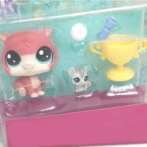 Cute Doll Little Animal Pet Model bear Toys Mini Cat Dog Old pet shop With detailed box figure collection toys for kids gift