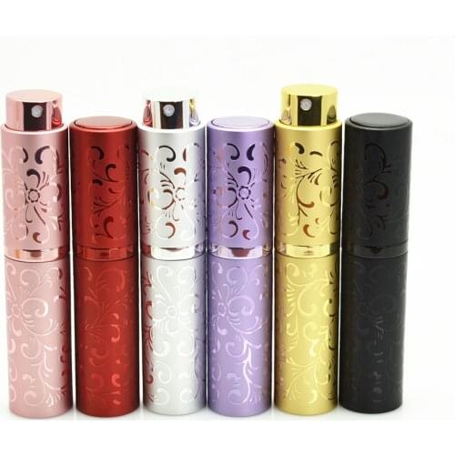 10ML Perfume Refillable Bottle Aluminum Housing Empty Glass Liner Atomizer Relievo Portable Cosmetic Spray Pump Bottle 30 pcs