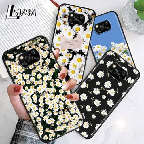 Beautiful Flower Daisy For Xiaomi Poco C3 M3 M2 X3 NFC X2 F2 Pro F1 F3 Mi Play Mix 3 A2 Lite A1 6 5X Black Soft Phone Case